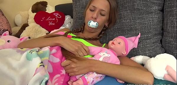  Pigtailed bitch in baby clothes gets fucked hard